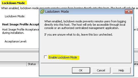 Lockdown Modeの項目のEditボタンを押し、チェックボックスをオンにする