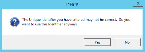 The Unique Identifier you have entered may not be correct. Do you want to use this Identifier anyway?