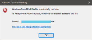 Windows found that this file is potentially harmful.