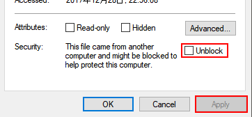 This file came from another computer and might be blocked to help protect this computer.
