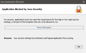 Application Blocked by Java Security