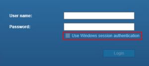 Use windows session authenticationのチェックボックスがグレーアウトしている