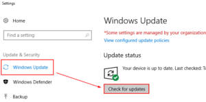 Windows Updateから，更新プログラムのチェックを行う