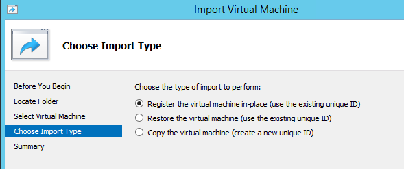 Register the virtual machine in-place (use the existing unique ID)