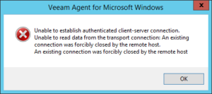 Unable to establish authenticated client-server connection