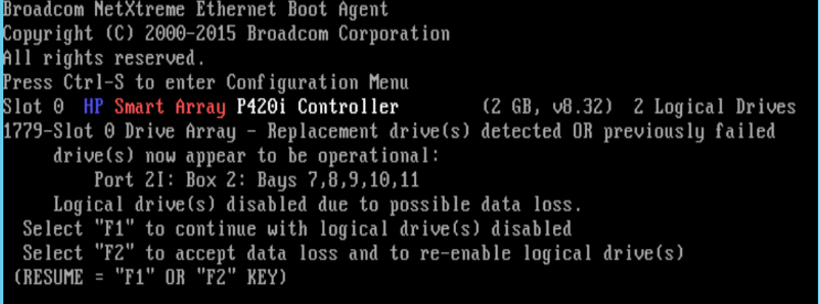 Logical drives disabled due to possible data loss
